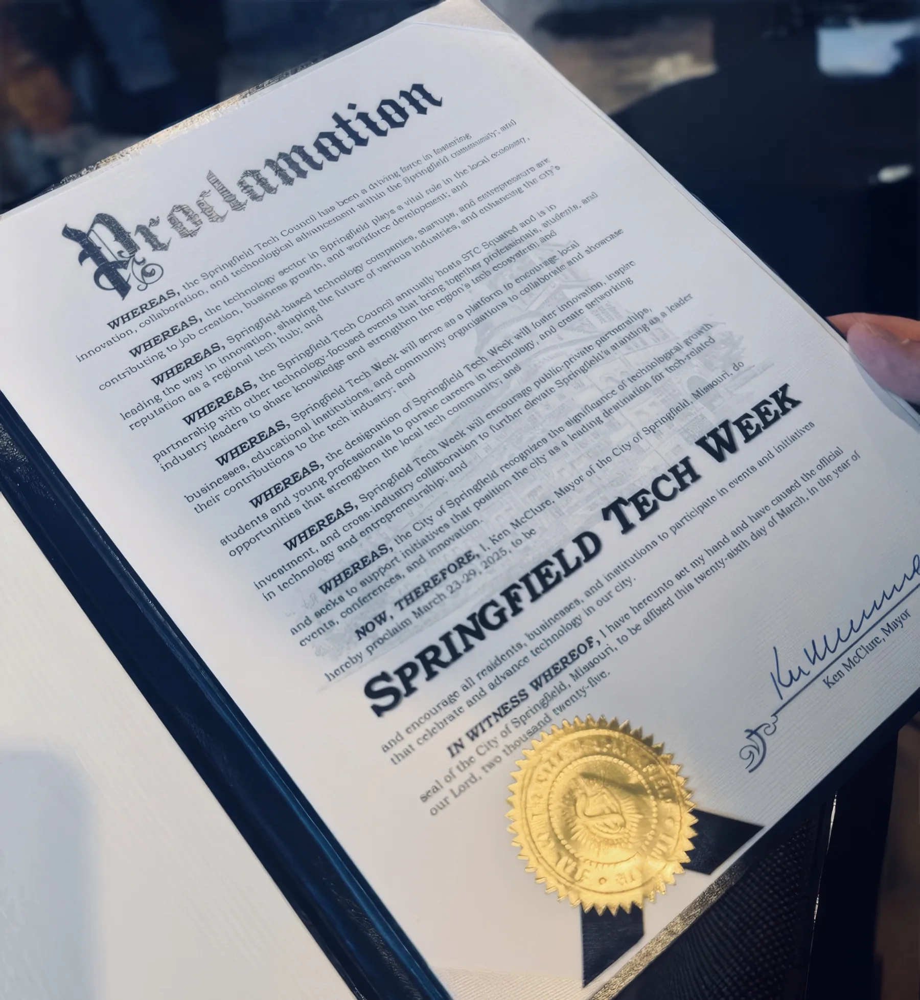 Springfield Tech Week mayoral proclamation announcement at STC Squared